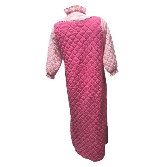 Vintage Handmade Quilted 1960's Button Front Nightgown Sleep Robe Sz Small/Mediu - Picture 2 of 16